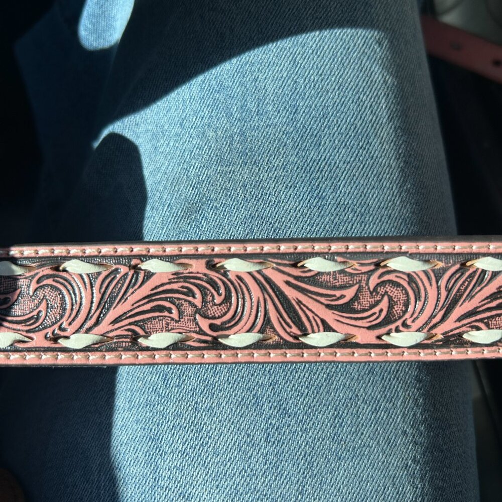 Angel Ranch Girls Floral Bucklace Heart Western Pink Belt NEW! - Picture 3 of 4